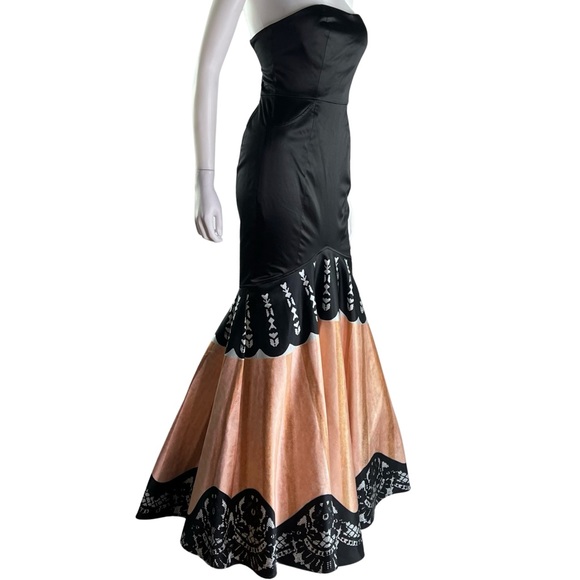 Temperley LONDON Strapless Lace Printed Silk Mermaid Formal Gown Black Tie Gala - Picture 3 of 11